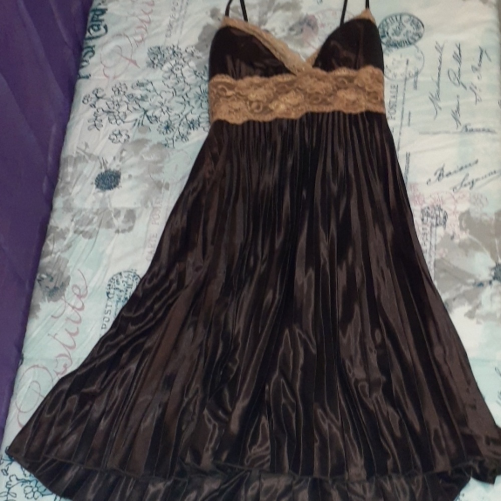 Oxoxo collection brown/gold spaghetti strap dress